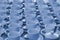 Cups placed symmetrically on the table in a restaurant the classic blue