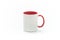 Cups for sublimation of different shapes and colors on a white background