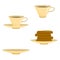 Cups with tea plate with cookies set