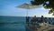 Curacao, couple on vacation in Curacao watching sunset by the pool