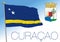Curacao official national flag and coat of arms