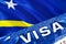 Curacao visa document close up. Passport visa on Curacao flag. Curacao visitor visa in passport,3D rendering. Curacao multi