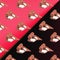 Curd cheese in chocolate glaze, broken in half sweet dessert. on a black and red background, close-up, seamless pattern