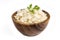 Curd cheese in wooden bowl Turkish name; lor peyniri