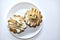 Curd rolls and shortbread cakes with chocolate