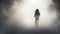 Curiosity And Sports: A Woman\\\'s Silhouette Emerging From The Fog