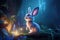 Curious Baby Rabbit discovers fireflies