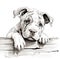 Curious Bulldog Peeking Coloring Page AI Generated