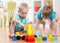 Curious children boys studying nursery