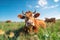 Curious Cow in Sunny Pastoral Field GenerativeAI