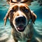 Curious dog swimming underwater - ai generated image