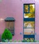 Curious facade in pink where new styles of windows are mixed with classic viewpoint or little terrace