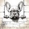 Curious French Bulldog Peeking Coloring Page AI Generated