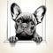 Curious French Bulldog Peeking Coloring Page AI Generated