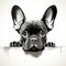 Curious French Bulldog Peeking Coloring Page AI Generated