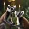 A curious group of lemurs with sparklers, creating a mesmerizing light show in the jungle1