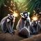 A curious group of lemurs with sparklers, creating a mesmerizing light show in the jungle2