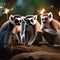 A curious group of lemurs with sparklers, creating a mesmerizing light show in the jungle4