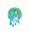 Curious internet meme illustration of melting earth globe