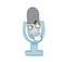 Curious internet meme illustration of podcast microphone