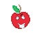 Curious internet meme illustration of Red apple pixelated fruit graphic