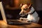 Curious Jack Russell Terrier Peering at a Laptop. Generative AI