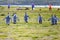 Curious king penguins - Aptendytes patagonica - running to people from cruise ship visiting South Georgia