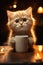 Curious Kitten: A Feline\\\'s Fascination with Coffee and Concern