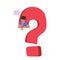 Curious Male Character With Speech Bubble Inside Of Huge Question Mark, Seeking Answers And Clarity, Vector Illustration