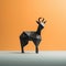 Curious Origami Goat: Minimalist Animal Design In Black And Orange