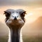 A curious ostrich looking at the viewer - ai generated image