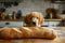 Curious Puppy Craving: Golden Retriever and the Kitchen Surprise.