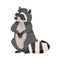 Curious Raccoon Animal with Dexterous Front Paws Sitting on Hind Legs Vector Illustration