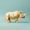 Curious Rhino: A Playful Origami Artwork In Minimalist Style