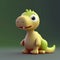 Curious Yellow and Green Baby Dinosaur with One Tooth