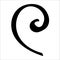 Curl black design element on white background. Vector doodle spiral