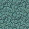 Curl seamless pattern. Green circles abstract ornament. Retro te