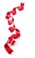 Curled red holiday ribbon