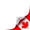 Curled up Paper Corner on Canadian Flag Background