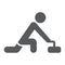 Curling game glyph icon, sport and winter, curler athlete sign, vector graphics, a solid pattern on a white background.