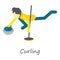 Curling icon, isometric style