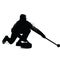 Curling player silhouette on white background