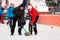 Curling players M. Pfister (L) and S. Gempeler (R)