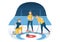 Curling Sport Illustration with Team Playing Game of Rocks and Broom in Rectangular Ice Ring in Championship Cartoon Hand Drawn