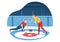 Curling Sport Illustration with Team Playing Game of Rocks and Broom in Rectangular Ice Ring in Championship Cartoon Hand Drawn