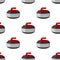 Curling Stone Flat Icon Seamless Pattern