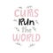 Curls run the world - Cute hand drawn nursery fun poster with handdrawn lettering in scandinavian style.