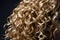 Curly blond hair closeup, no face. Back view of beautiful blond woman with long wavy hair. AI generated image