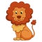 Curly cartoon lion with fluffy mane