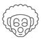 Curly Clown thin line icon. Party harlequin jester face with makeup and frizz hair. Happy Birthday vector design concept